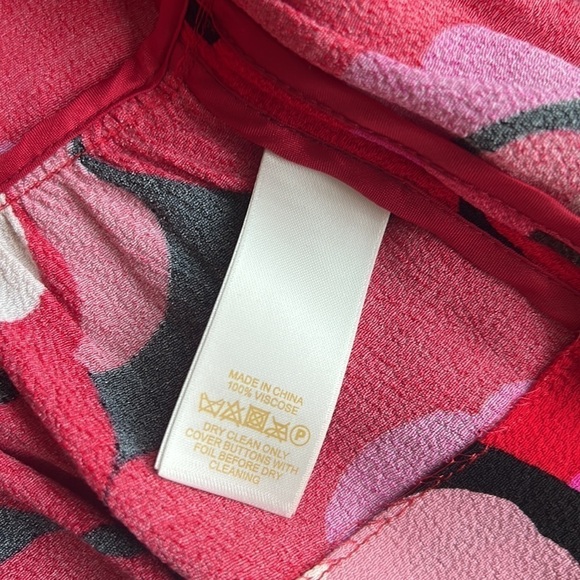 Kate Spade Red Floral Long Sleeve Ruffle Blouse - Picture 5 of 6